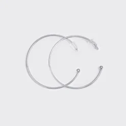 HappyBulle Boucles d'oreilles créoles médailles personnalisées gravées argent 15 mm Argent rhodié 925