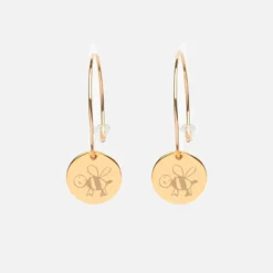 Online HappyBulle Boucles d'oreilles créoles personnalisées médailles gravées plaqué or 15 mm Plaqué or 18k
