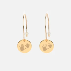 Online HappyBulle Boucles d'oreilles créoles personnalisées médailles gravées plaqué or 15 mm Plaqué or 18k