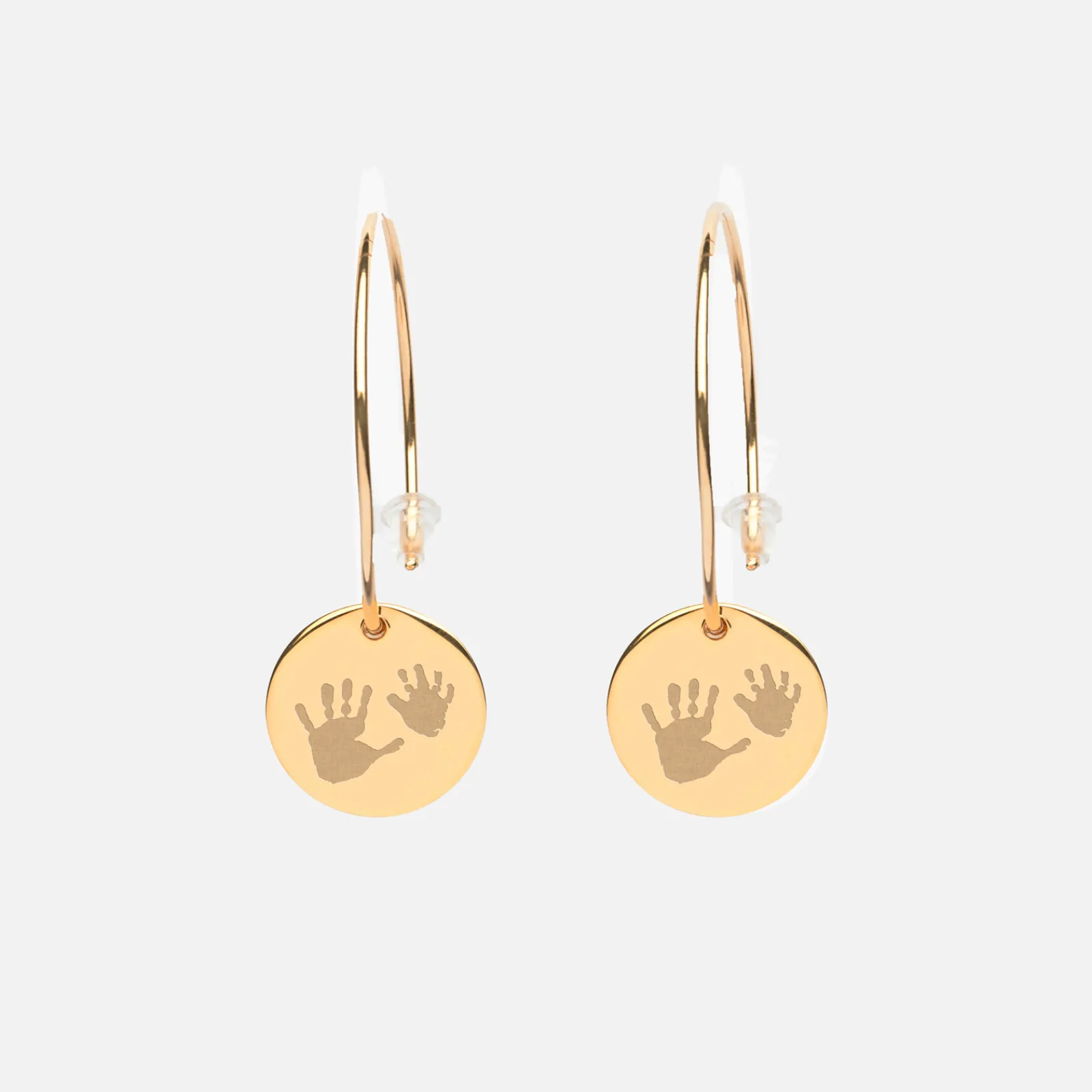 Online HappyBulle Boucles d'oreilles créoles personnalisées médailles gravées plaqué or 15 mm Plaqué or 18k