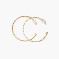 Outlet HappyBulle Boucles d'oreilles créoles personnalisées médailles gravées plaqué or initiale 10 mm et breloque nacre 15 mm Plaqué or 18k