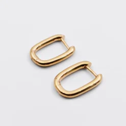 New HappyBulle Boucles d'oreilles créoles rectangles plaqué or Plaqué or 18k