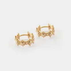 New HappyBulle Boucles d'oreilles créoles étoile brillante plaqué or Plaqué or 18k