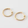Discount HappyBulle Boucles d'oreilles créoles torsadées 20mm plaqué or