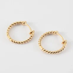 Discount HappyBulle Boucles d'oreilles créoles torsadées 20mm plaqué or