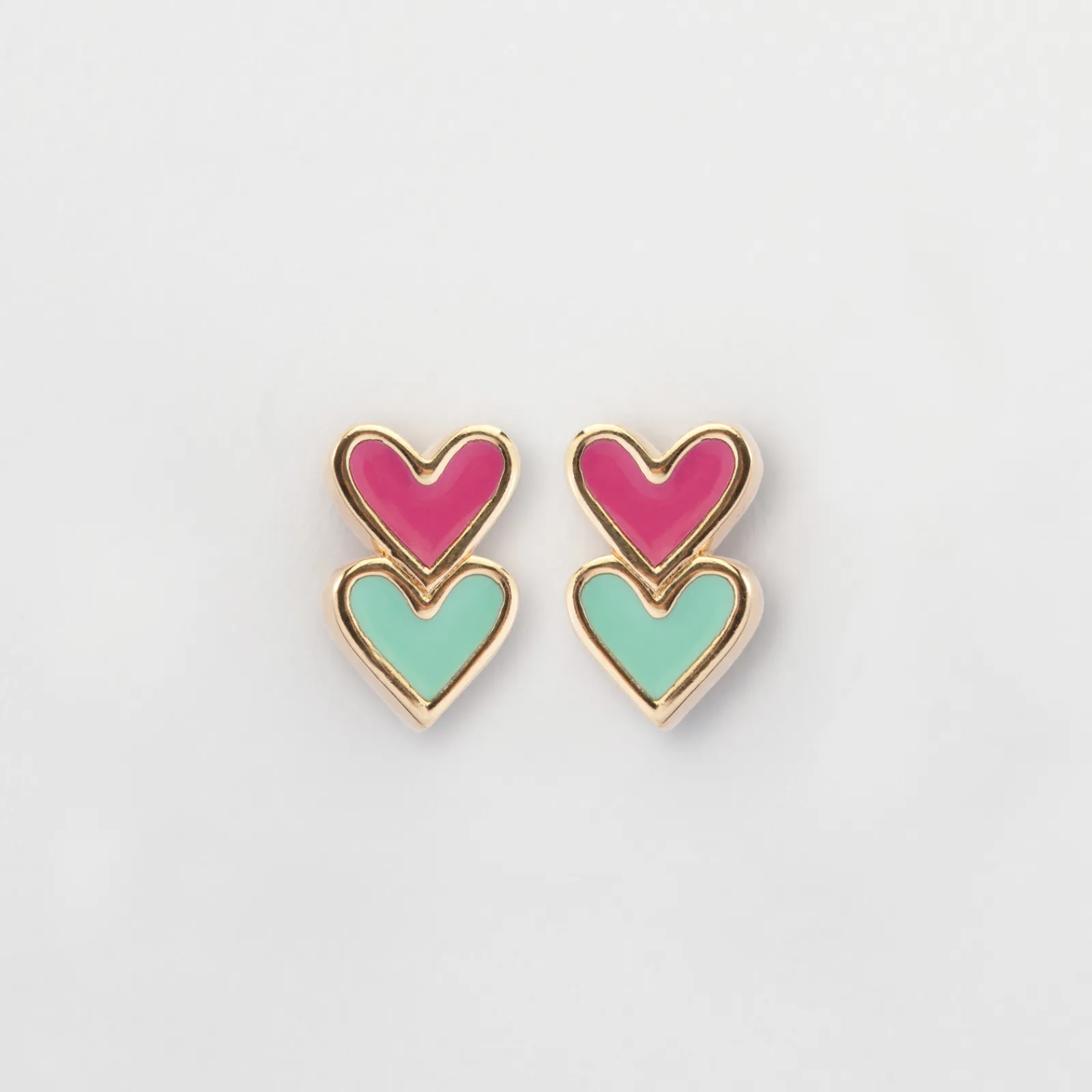 Discount HappyBulle Boucles d'oreilles cœur émail multicolore plaqué or Plaqué or 18k