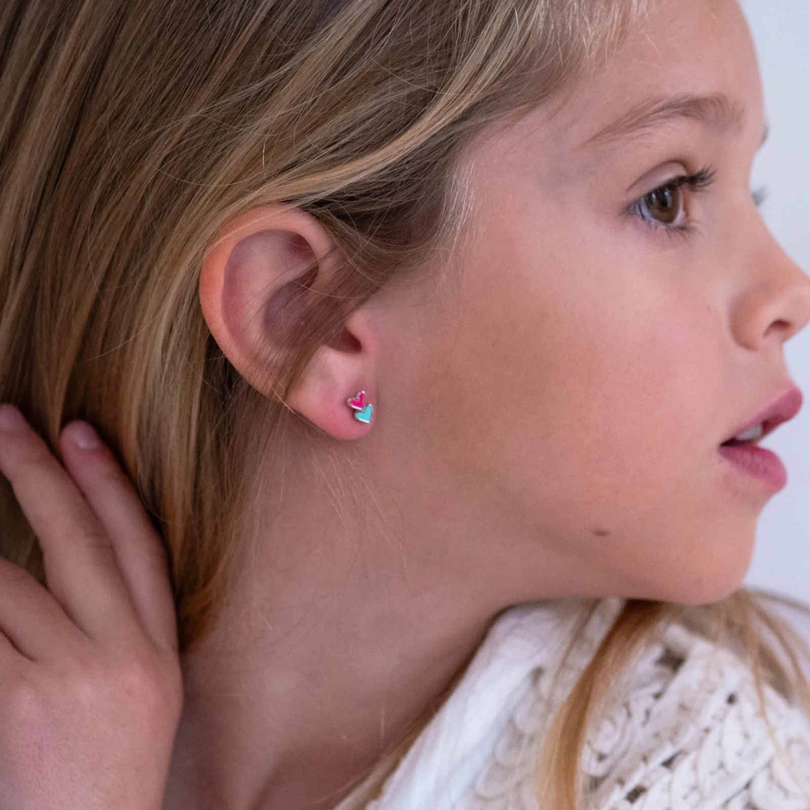 Discount HappyBulle Boucles d'oreilles cœur émail multicolore plaqué or Plaqué or 18k