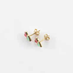 Discount HappyBulle Boucles d'oreilles cœur émail multicolore plaqué or Plaqué or 18k