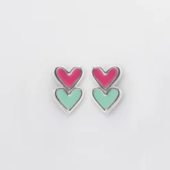 Online HappyBulle Boucles d'oreilles cœur émail multicolore argent Argent rhodié 925