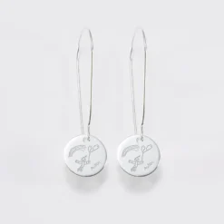 Sale HappyBulle Boucles d'oreilles longues personnalisées gravées argent 15 mm