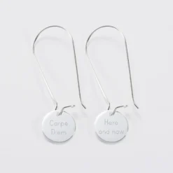 Sale HappyBulle Boucles d'oreilles longues personnalisées gravées argent 15 mm