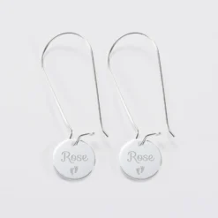 Sale HappyBulle Boucles d'oreilles longues personnalisées gravées argent 15 mm