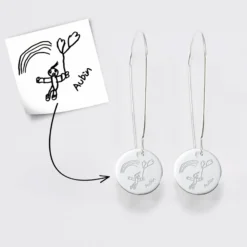 Sale HappyBulle Boucles d'oreilles longues personnalisées gravées argent 15 mm