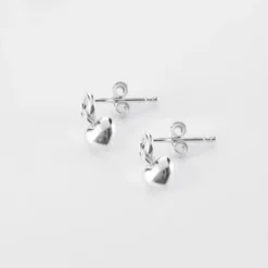HappyBulle Boucles d'oreilles mini coeur bombé argent Argent rhodié 925