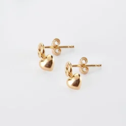 Clearance HappyBulle Boucles d'oreilles mini coeur bombé plaqué or Plaqué or 18k