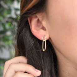 HappyBulle Boucles d'oreilles ovale ouvert plaqué or Plaqué or 18k