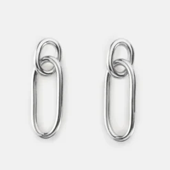 Hot HappyBulle Boucles d'oreilles ovale ouvert argent Argent rhodié 925