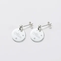 Sale HappyBulle Boucles d'oreilles personnalisées gravées argent 15 mm