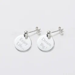 Sale HappyBulle Boucles d'oreilles personnalisées gravées argent 15 mm