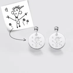 Sale HappyBulle Boucles d'oreilles personnalisées gravées argent 15 mm