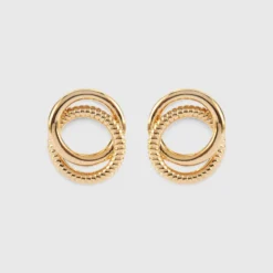 Clearance HappyBulle Boucles d'oreilles puces anneaux entrelacés plaqué or Plaqué or 18k