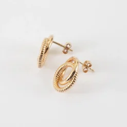 Clearance HappyBulle Boucles d'oreilles puces anneaux entrelacés plaqué or Plaqué or 18k