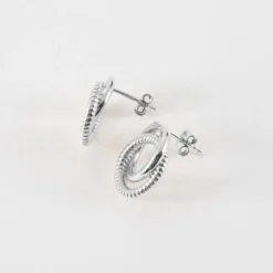 Best HappyBulle Boucles d'oreilles puces anneaux entrelacés argent Argent rhodié 925