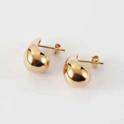 Outlet HappyBulle Boucles d'oreilles puces goutte 18 mm plaqué or Plaqué or 18k