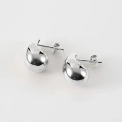 HappyBulle Boucles d'oreilles puces goutte 18 mm argent Argent rhodié 925
