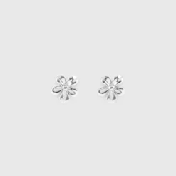 New HappyBulle Boucles d'oreilles puces petite fleur argent Argent rhodié 925