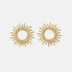 Clearance HappyBulle Boucles d'oreilles soleil ouvert plaqué or Plaqué or 18k