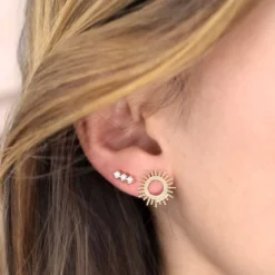 Clearance HappyBulle Boucles d'oreilles soleil ouvert plaqué or Plaqué or 18k