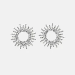 Sale HappyBulle Boucles d'oreilles soleil ouvert argent Argent rhodié 925