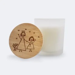 HappyBulle Bougie parfumée personnalisé couvercle bois gravé Fleur d'oranger