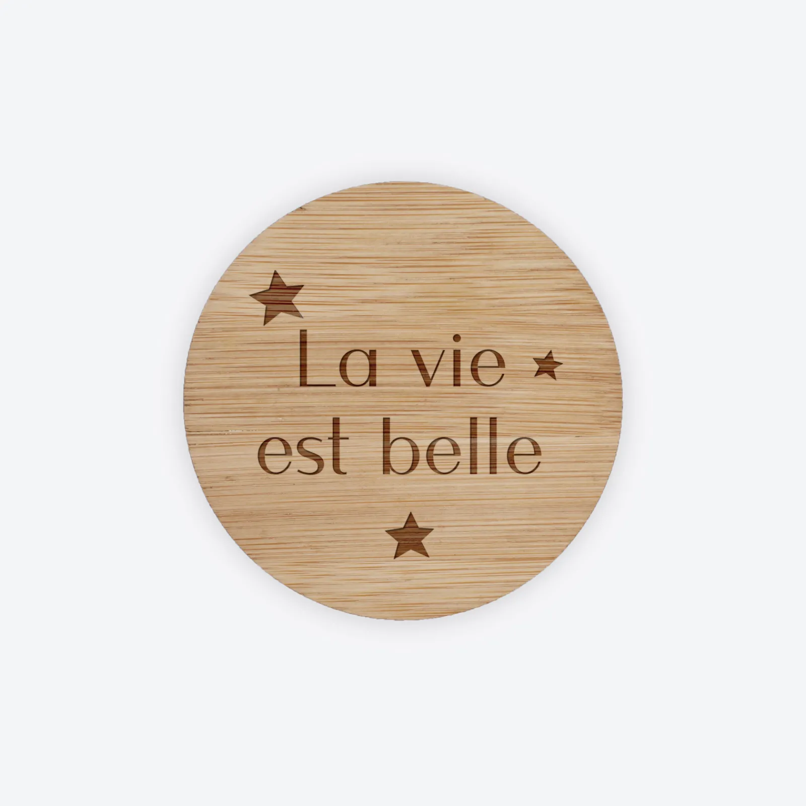 HappyBulle Bougie parfumée personnalisé couvercle bois gravé Fleur d'oranger