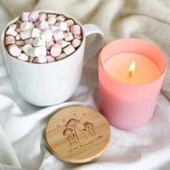 Hot HappyBulle Bougie parfumée personnalisé couvercle bois gravé Sakura