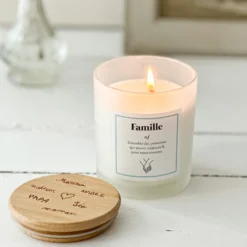 Hot HappyBulle Bougie parfumée personnalisé couvercle bois gravé Vanille