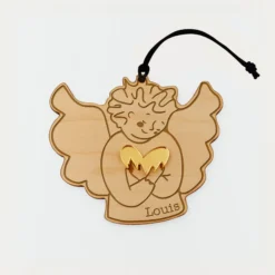 HappyBulle Boule de Noël personnalisée Ange Câlin gravé - x MyLovelyThing Bois