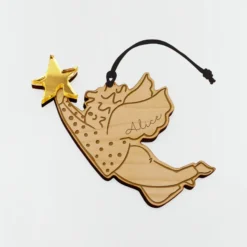 New HappyBulle Boule de Noël personnalisée Ange Etoile gravé - x MyLovelyThing Bois