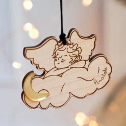 Discount HappyBulle Boule de Noël personnalisée Ange Nuage gravé - x MyLovelyThing Bois