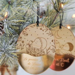 Sale HappyBulle Boule de Noël personnalisée Bébé gravé - x MyLovelyThing Bois