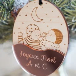 Sale HappyBulle Boule de Noël personnalisée Bébé gravé - x MyLovelyThing Bois
