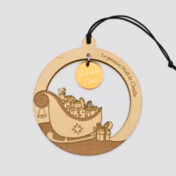 New HappyBulle Boule de Noël personnalisée bois gravé - édition spéciale 