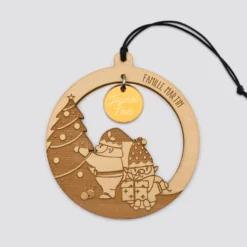 New HappyBulle Boule de Noël personnalisée bois gravé - édition spéciale 