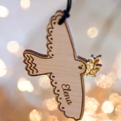 Discount HappyBulle Boule de Noël personnalisée Colombe gravé - x MyLovelyThing Bois