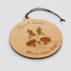 Clearance HappyBulle Boule de Noël personnalisée gravée bois ronde - édition spéciale 