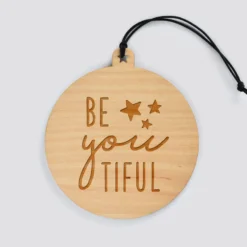 Best HappyBulle Boule de Noël personnalisée gravée bois ronde
