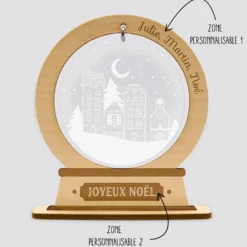 Clearance HappyBulle Boule à neige personnalisée bois gravé - édition spéciale