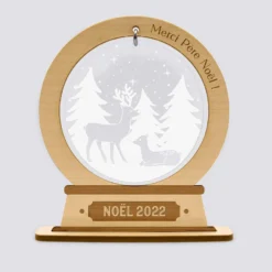 Discount HappyBulle Boule à neige personnalisée bois gravé - édition spéciale " magique" Forêt