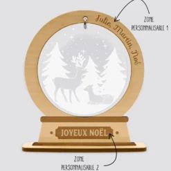 Discount HappyBulle Boule à neige personnalisée bois gravé - édition spéciale 